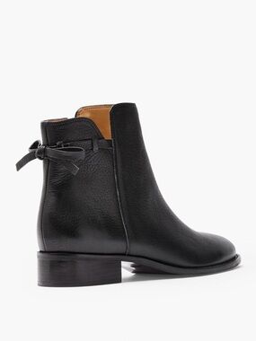 Talbots Black Leather Ankle Boots with Rear Bow Detail